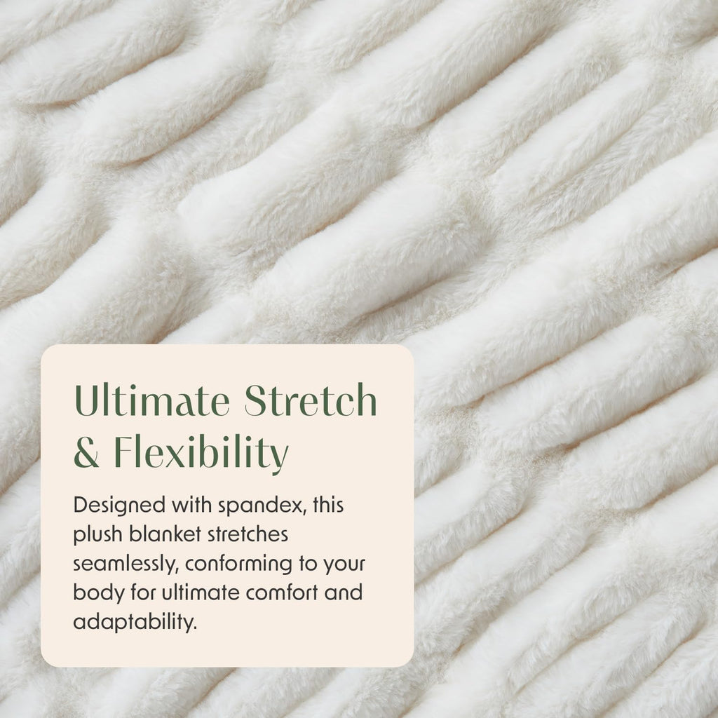 Micro Plush Throw Blanket | Thick Faux Fur | White | Lily Collection | 60" x 70" | White Blanket | Ultra Plush