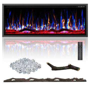 50" Electric Fireplace Linear with Temperature Control