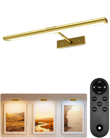 Picture Light for Wall, 4800mAh Rechargeable Wireless Remote, 16'' Dimmable Magnetic LED Art Display Light with 3