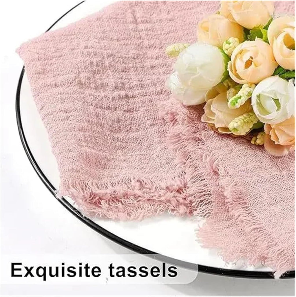 Linen Napkins 12pcs Washed Cotton and Linen Tasseled Edge Napkin Tablecloth Japanese Pleated Tea Tow