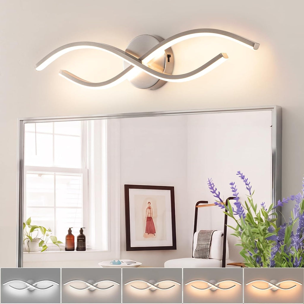 23 Inch Black Modern LED Vanity Light, 20W 5CCT Dimmable Bathroom Light Fixture Over Mirror, 2700K-6500K Contemporary