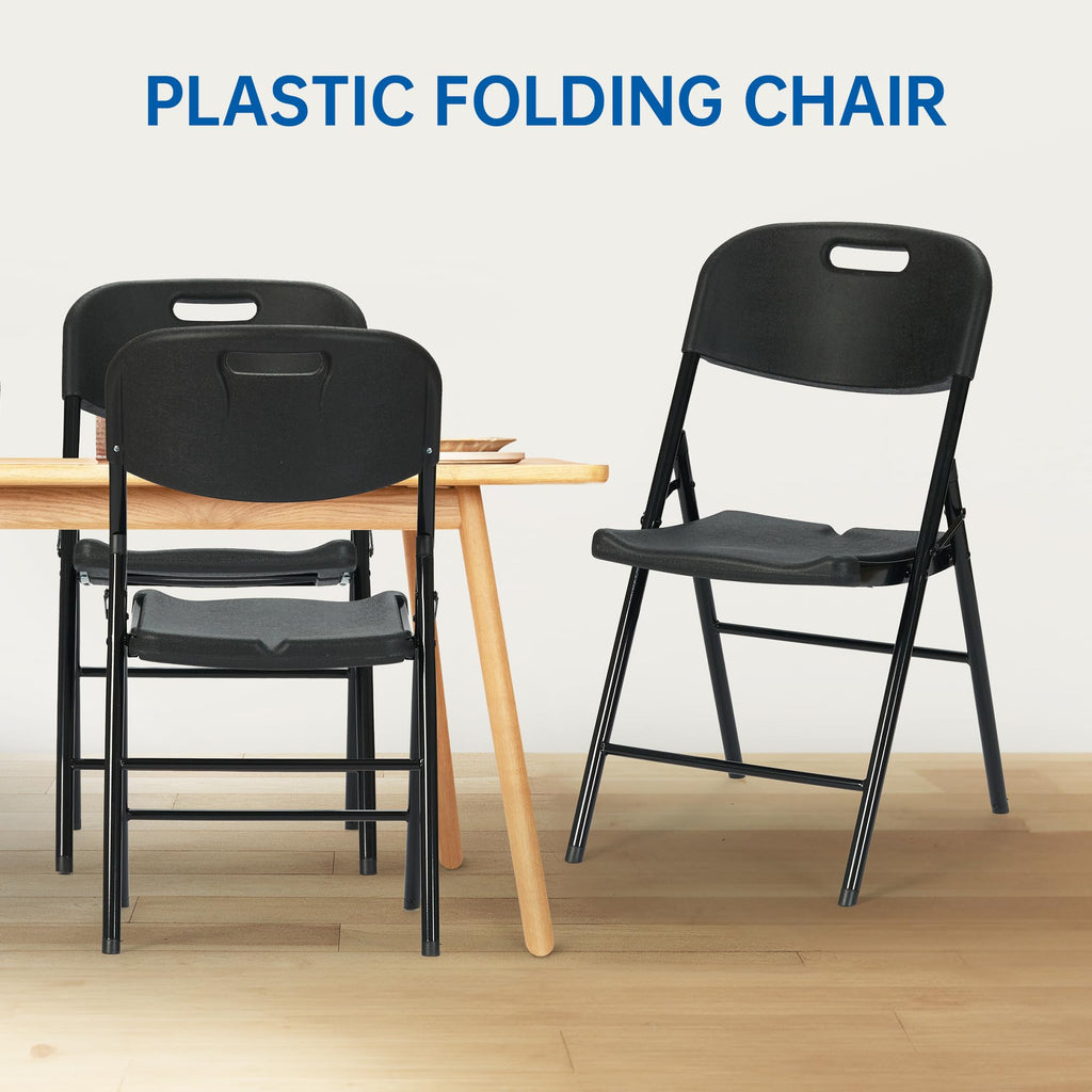 10 Pack Thicker 800 LBS Black Folding Chairs, Commercial Grade Folding Chair, Foldable Chairs for Events