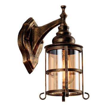 Rustic Amber Glass Wall Sconce 1-Pack, Bronze Brushed, Vintage Farmhouse Lamp Porch Lighting Waterproof Retro Lamp