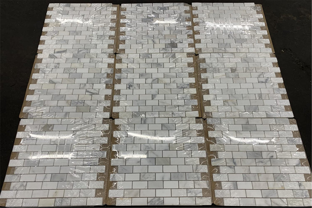 Calacatta Gold Marble 1x2 Medium Brick Mosaic Tile Honed Kitchen Bath Wall Floor Backsplash Shower (1 Sheet)