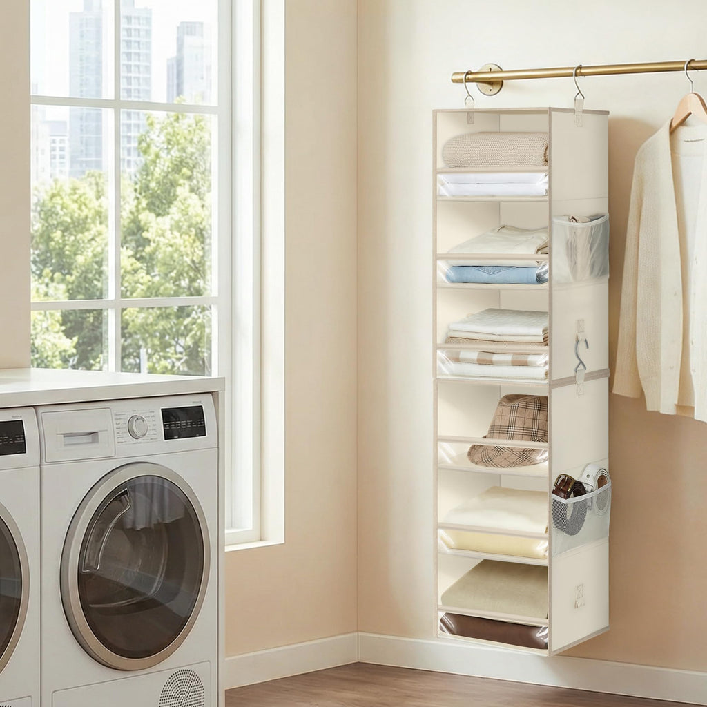 6-Shelf Hanging Closet Organizer and Storage, 2 Separable 3-Shelf Haning Organizers for Closet, Collapsible Hanging