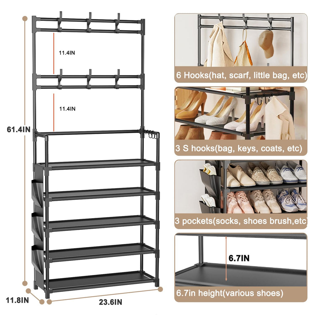 Shoe Rack 5 Tier Shoe Organizer Storage 15-20 Pairs for Closet Entrance