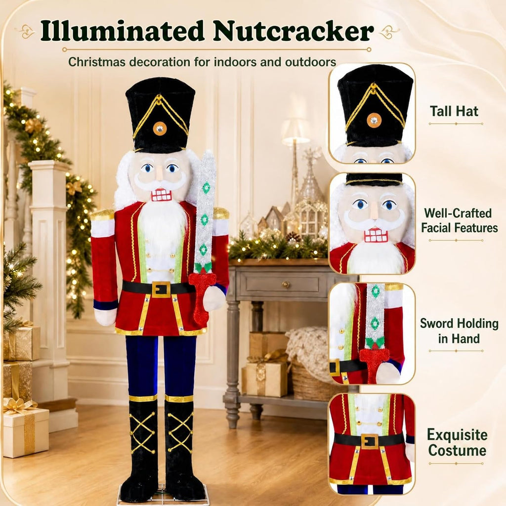 5 FT Nutcracker Christmas Decor Outdoor with 100 LED Lights (2)