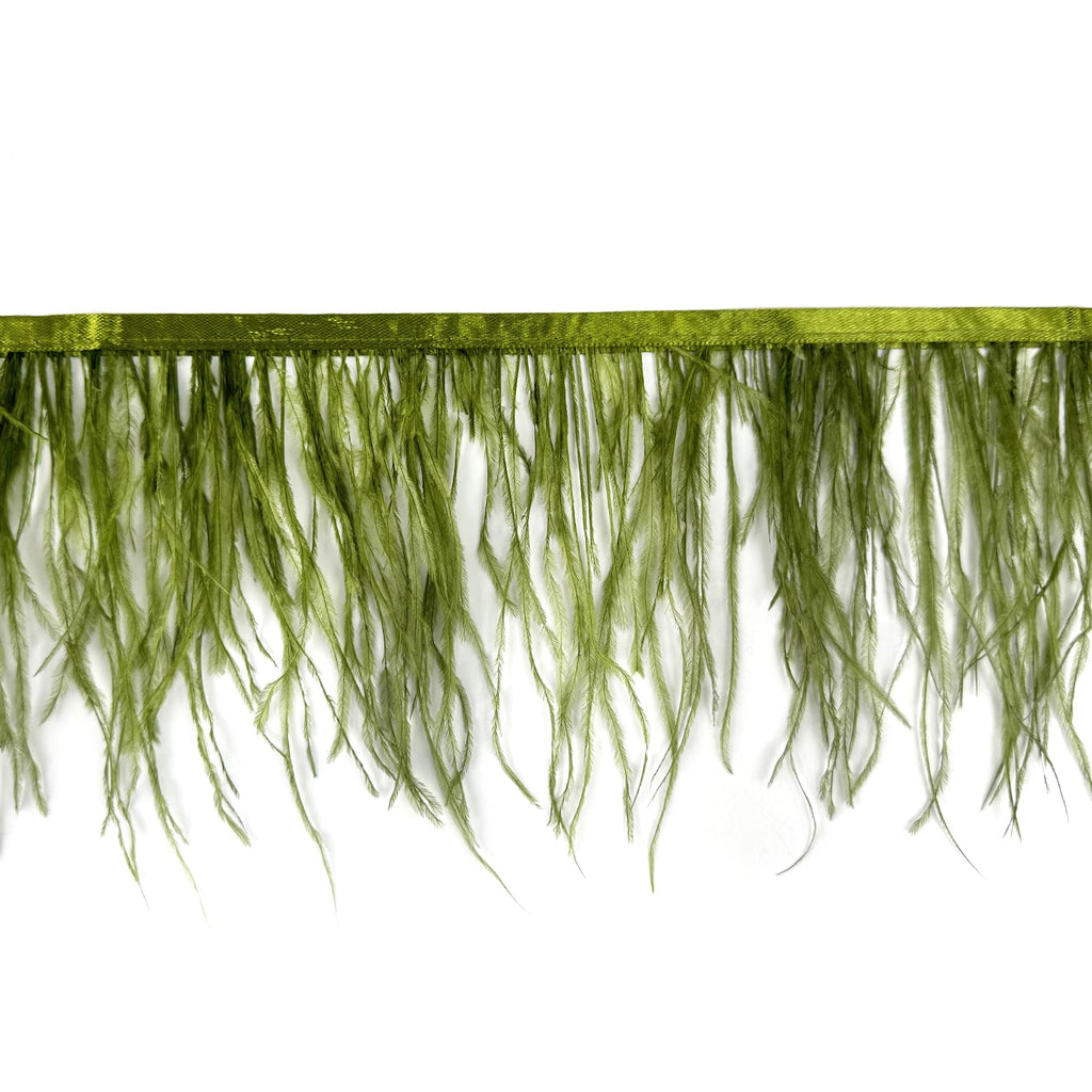 5-6inch Ostrich Feathers Trim Fringe for DIY Dress Sewing Crafts Costumes Decoration- Lime Green - 2 Yards