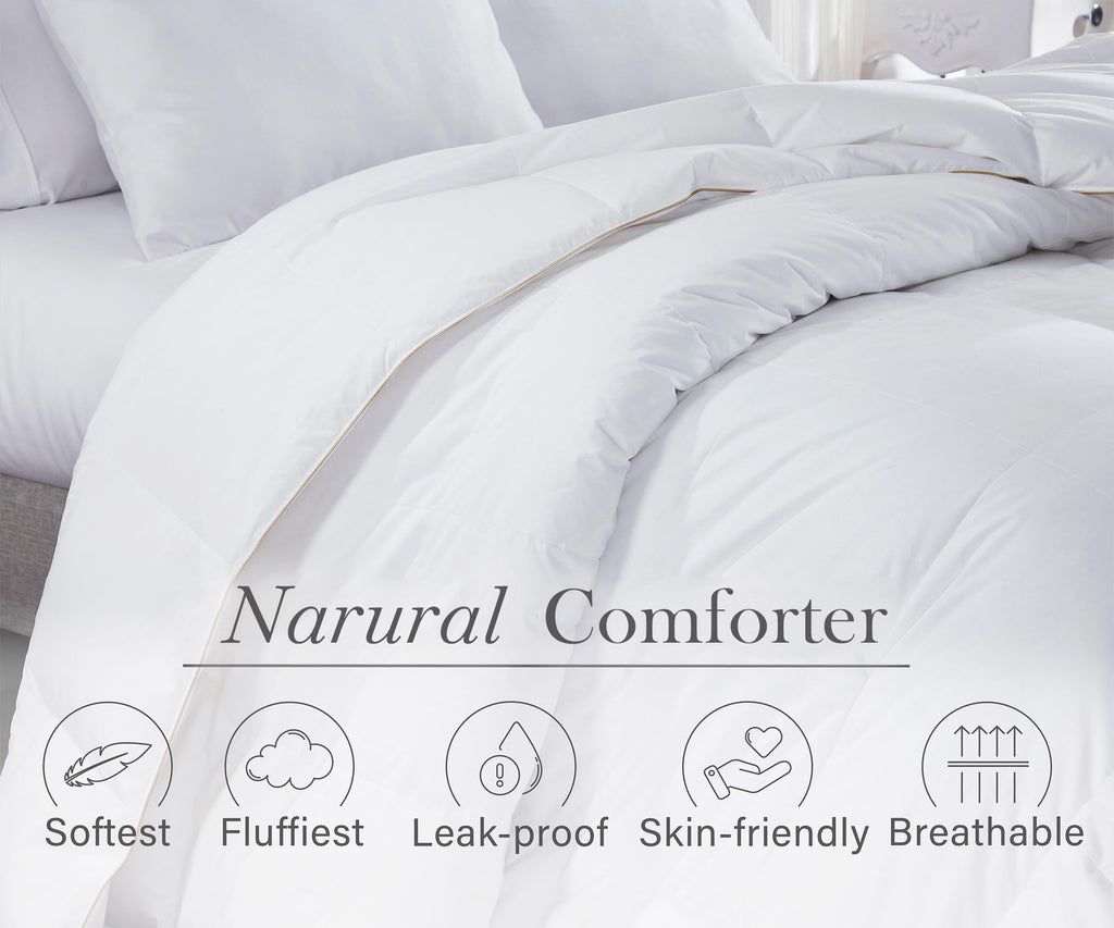 Ultra Luxury White Comforter - Super Soft & Fluffy, 46 OZ Fill Weight, 650+ Fill Power, Breathable 100% Pure Egyptian