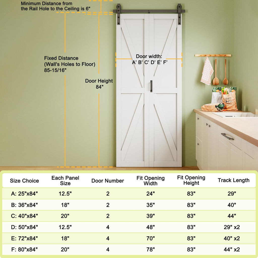 25" x 84" Pre-Assembled Solid Core Panels Bifold Barn Door and Hardware