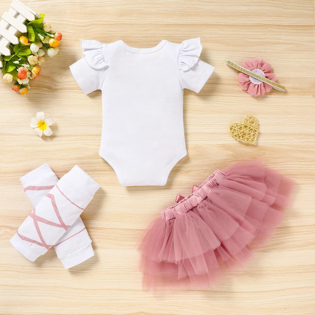 Baby Girl Birthday Cake Smash Outfit Toddler Girl My 1st Birthday Romper Tutu Skirt with Headband Clothes Set