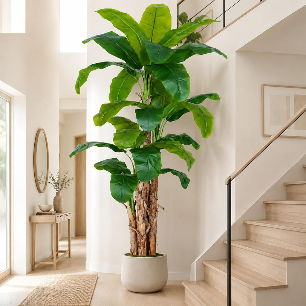 10ft Extra Tall Artificial Banana Tree, Fake Banana Leaf Plant with 27 Faux Banana Leaves, Perfect Indoor Outdoor