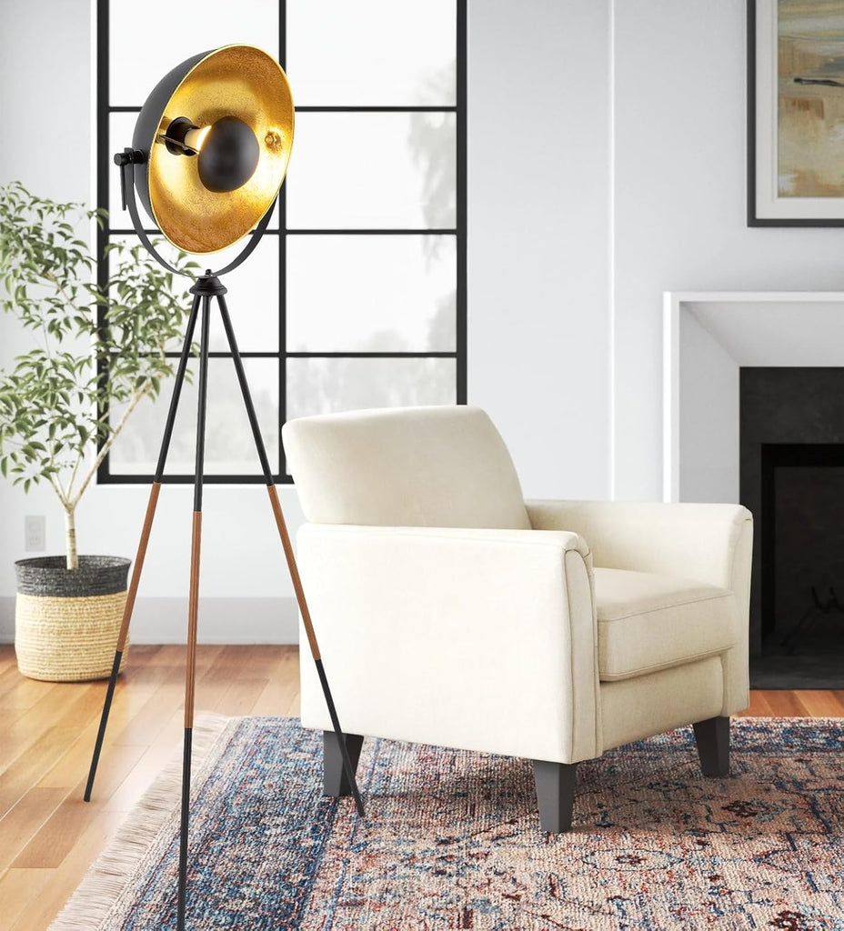 Sulis 58" Modern Tripod Floor Lamp with Gold Foil Satellite Shade