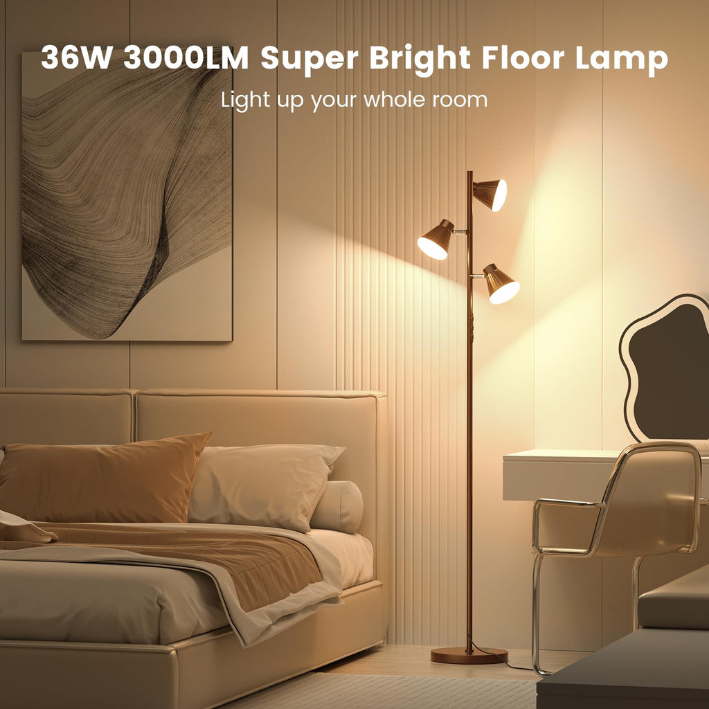 36W LED Tree Floor Lamp with Remote Bedroom
