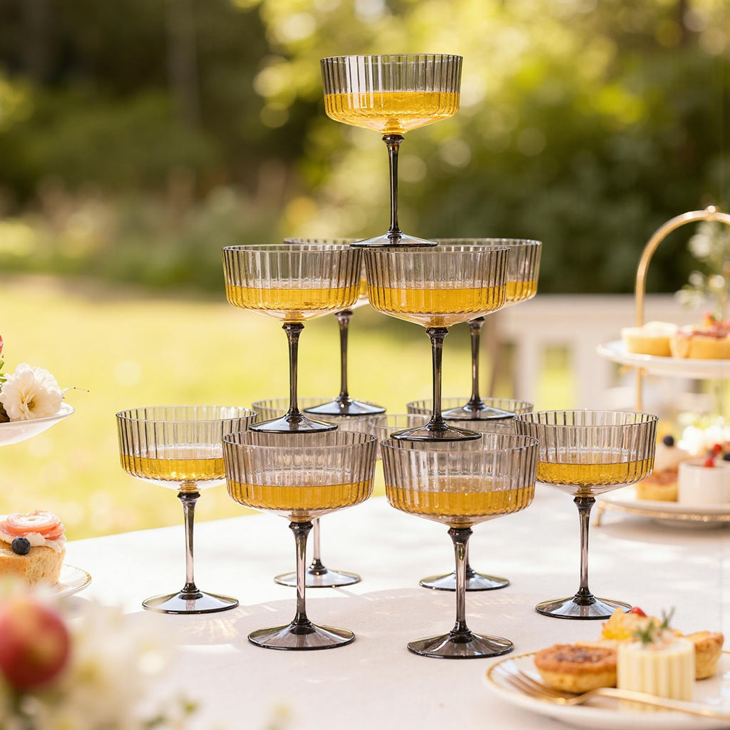 20 Pcs Plastic Martini Glasses 10 Oz Clear Black