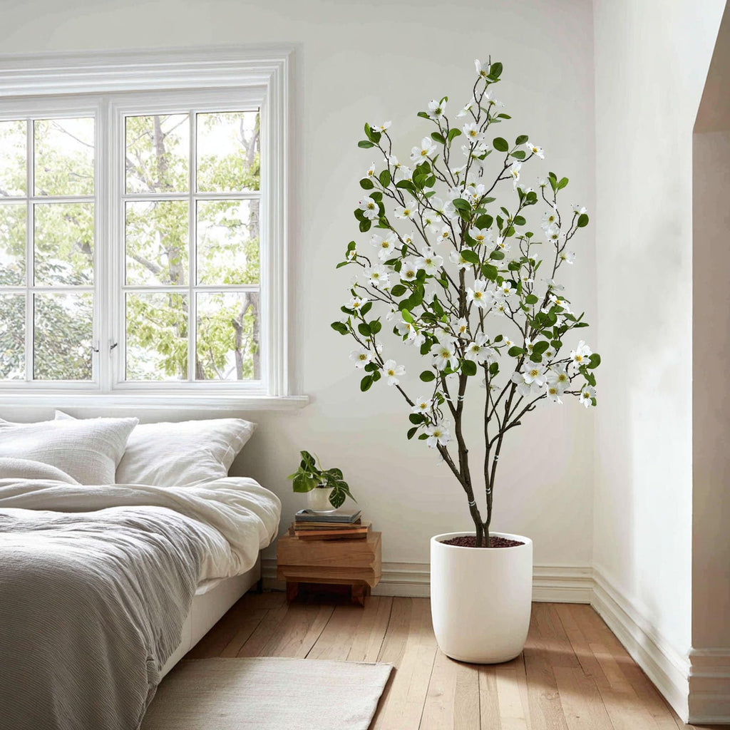 Artificial White Dogwood Flower Tree 6ft