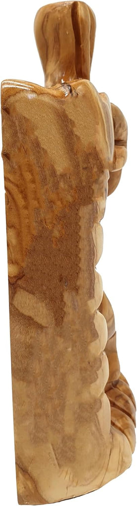 Olive Wood Nativity Scene 6.5" - Large Abstract Hand Carved Holy Family with Bethlehem Star Christmas Decor HOF056