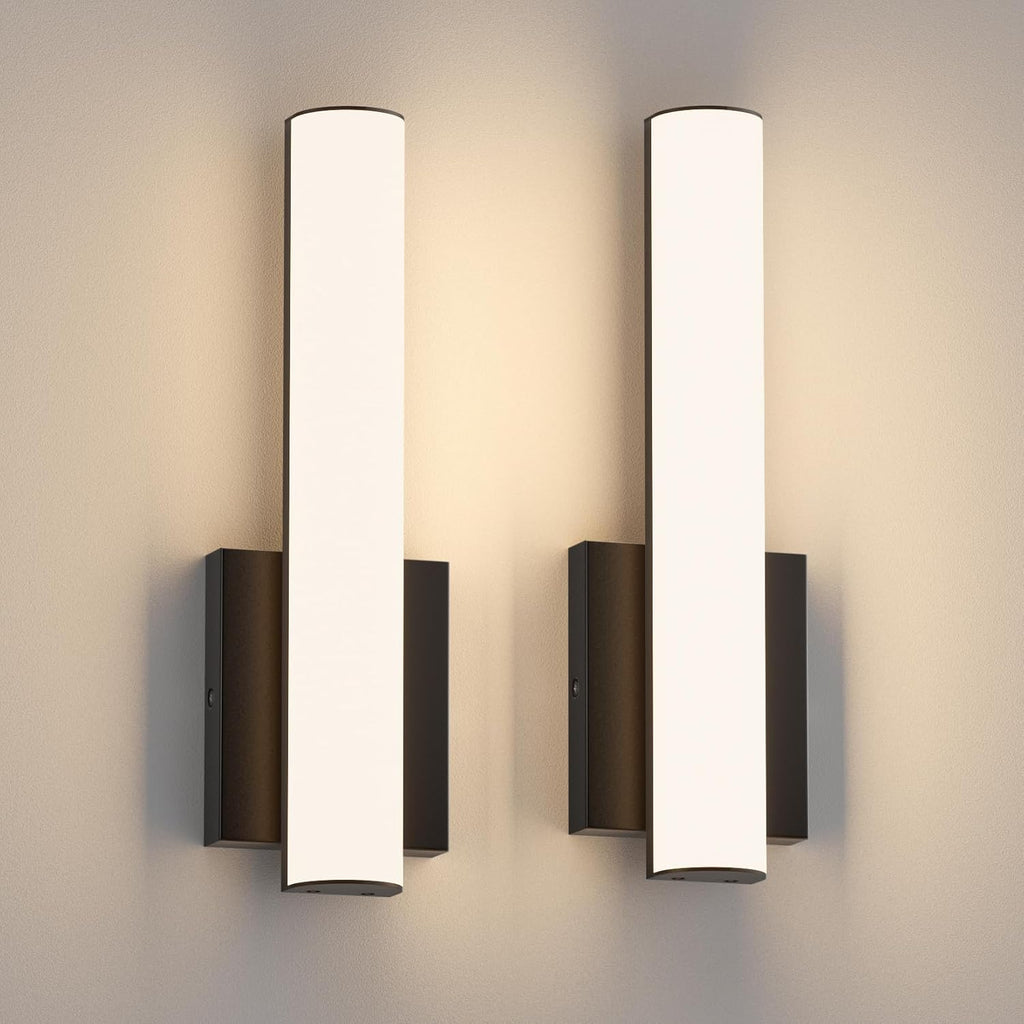 15.7 Inches Modern Bathroom Led Wall Sconces,18W 3000K Hardwired Wall Light with White Acrylic Lampshade,Indoor
