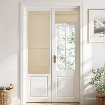 Biscotti Beige No Drill Magnetic Door Roman Curtain (1 Panel) for Window