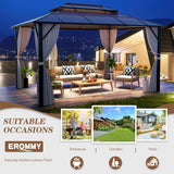 10' x 13' Gazebo Polycarbonate Double Roof Canopy Outdoor Aluminum Frame Pergola