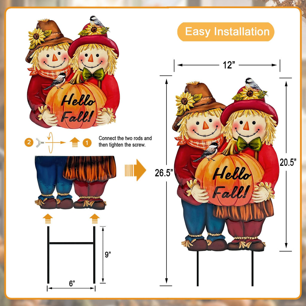 Decorations Outdoor, Thanksgiving Scarecrow with Pumpkin Garden Decor