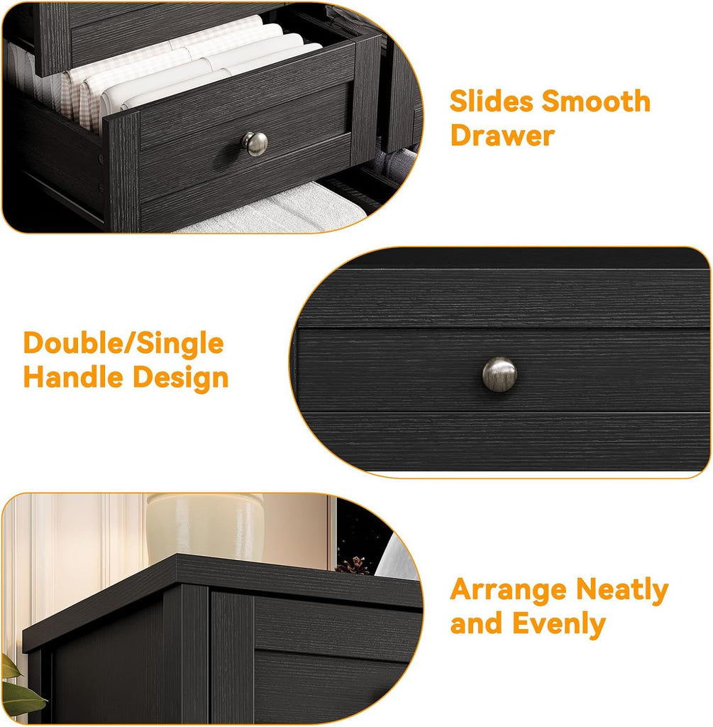 12 Drawer Wood Dresser - 63" Wide Chest of Drawers, Modern Storage Cabinet , Fits 65 Inch TV, Sturdy Wood