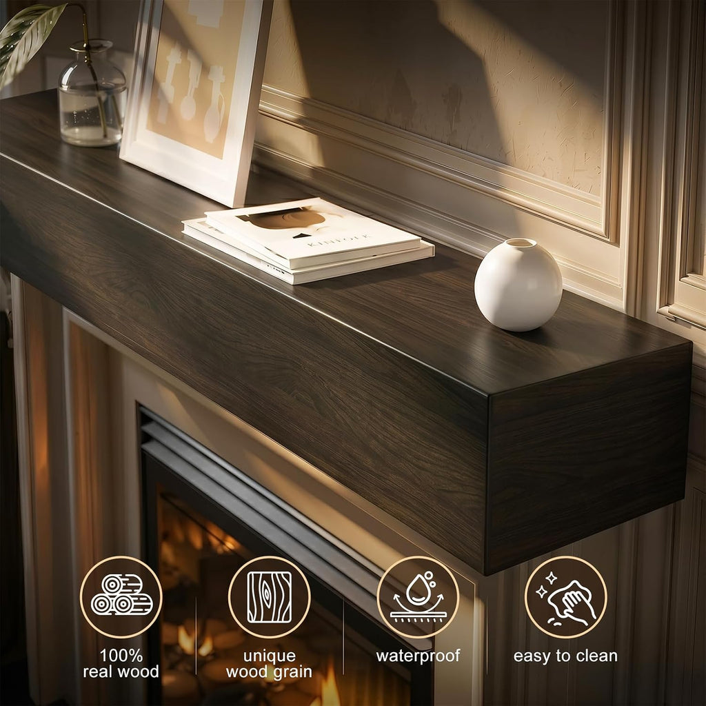 Handcrafted Wall-Mounted Floating Mantel Shelf Decoration Wood Fireplace Mantels Suitable for Living Rooms,Bedrooms