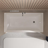 60 in x32 in Acrylic Drop-In Bathtub, Glossy White Recessed Soaking Tub with Single Apron, Right Drain and Integral