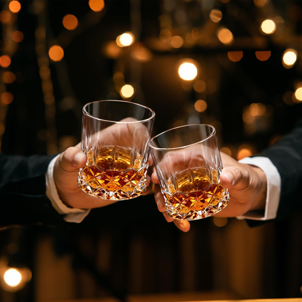 Whiskey Glasses Set of 4, old fashioned glass 10 oz
