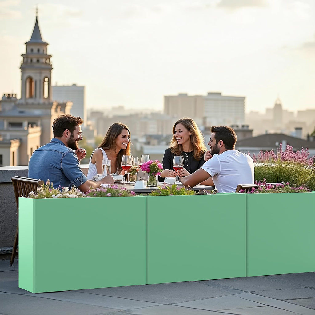 Metal Planter Box with Removable Insert Shelf 32x12x24Inch, Green