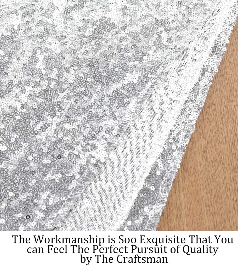 Sequin Fabric by the Yard Silver 1 Yard Glitter Fabric Mesh Sequins Fabric for Sewing Clothing and Making Wedding