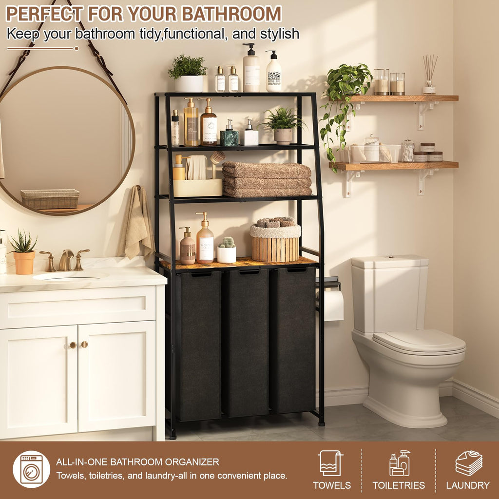 Hamper 3 Section, 4 Tier Laundry Basket Organizer