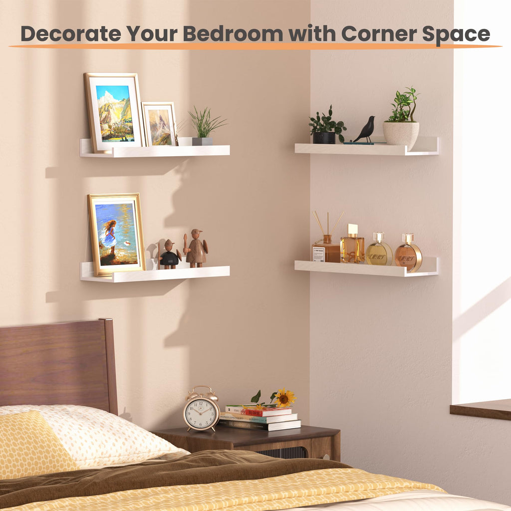 Floating Shelves for Wall Decor and Storage, White, 6Pcs 15.7''
