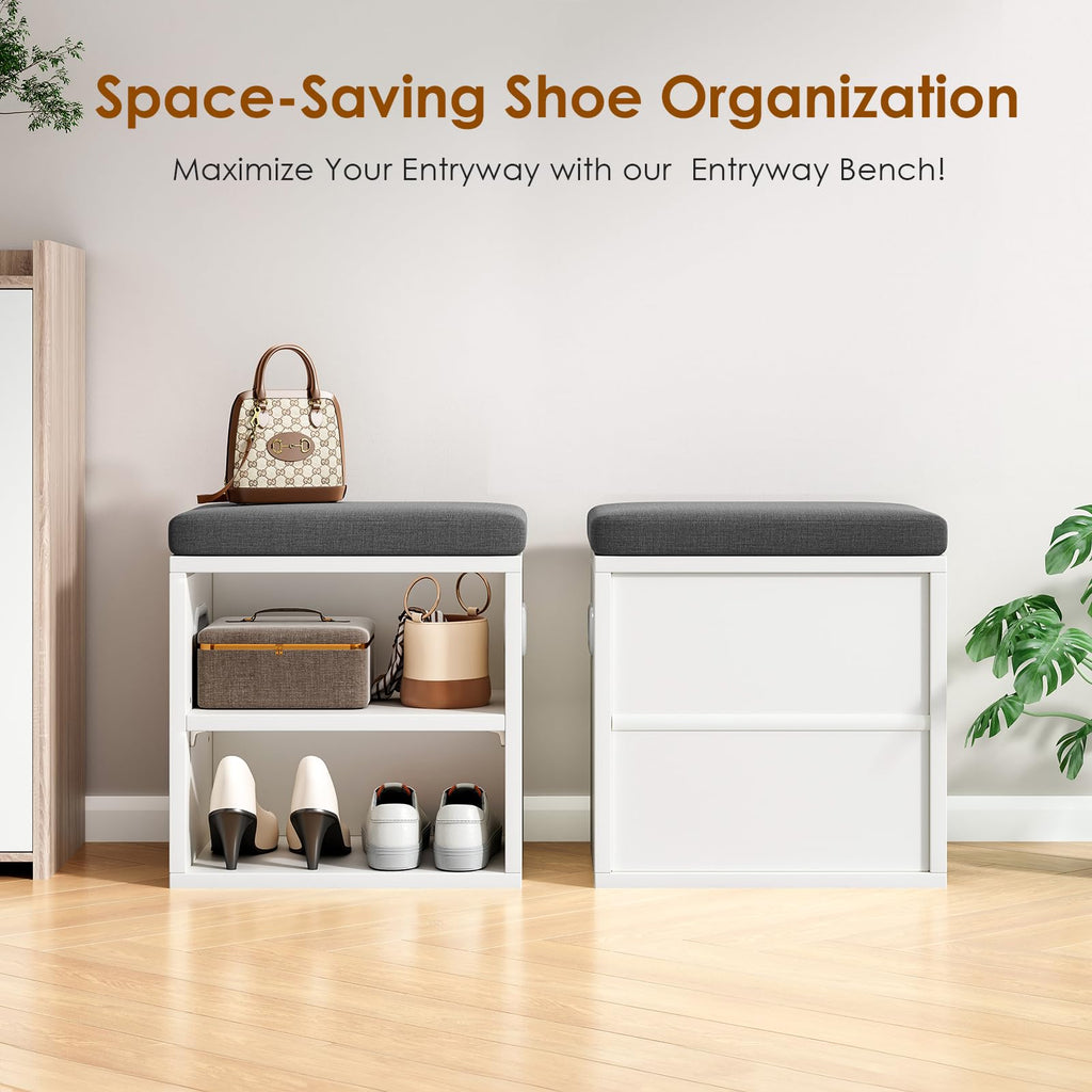 Small Shoe Bench with Cushion Shoe Bench with Storage and Seating, Seat Entryway Shoe Rack, Entryway