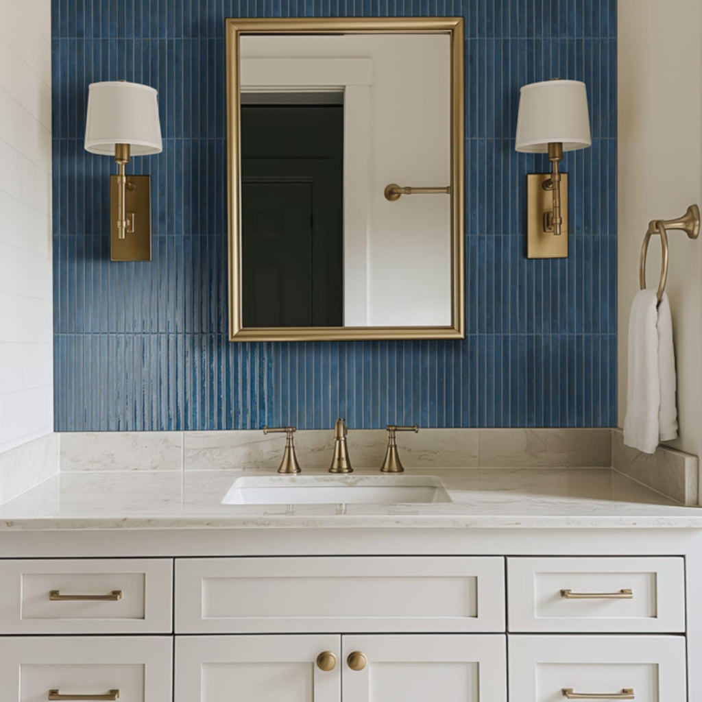 Blue Ribbed Ceramic Wall Tile (1 Piece)