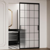 40" x 87" Fluted Glass Barn Door, Concealed Sliding Barn Door with Soft Close, Waterproof Modern Sli