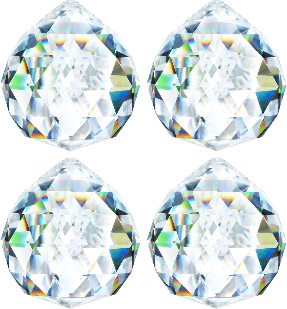 4 Pack Clear Crystal Ball Prism Suncatchers Window Rainbow Maker, 40mm - Hanging Crystals,Sun Catchers Indoor Window