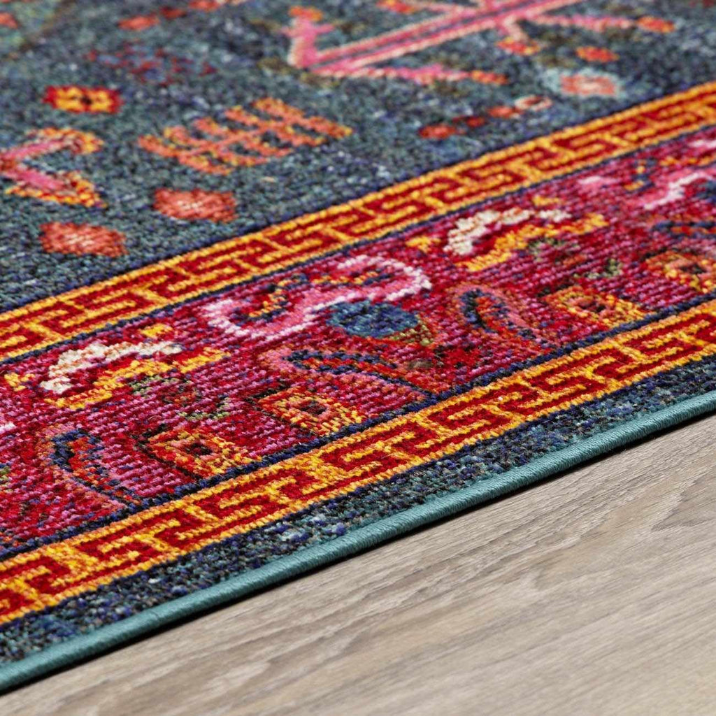 Red Medallion Traditional Teal Area Rug Aqua Charcoal Burgundy Purple Navy Tribal Bordered Cleveland Living Room