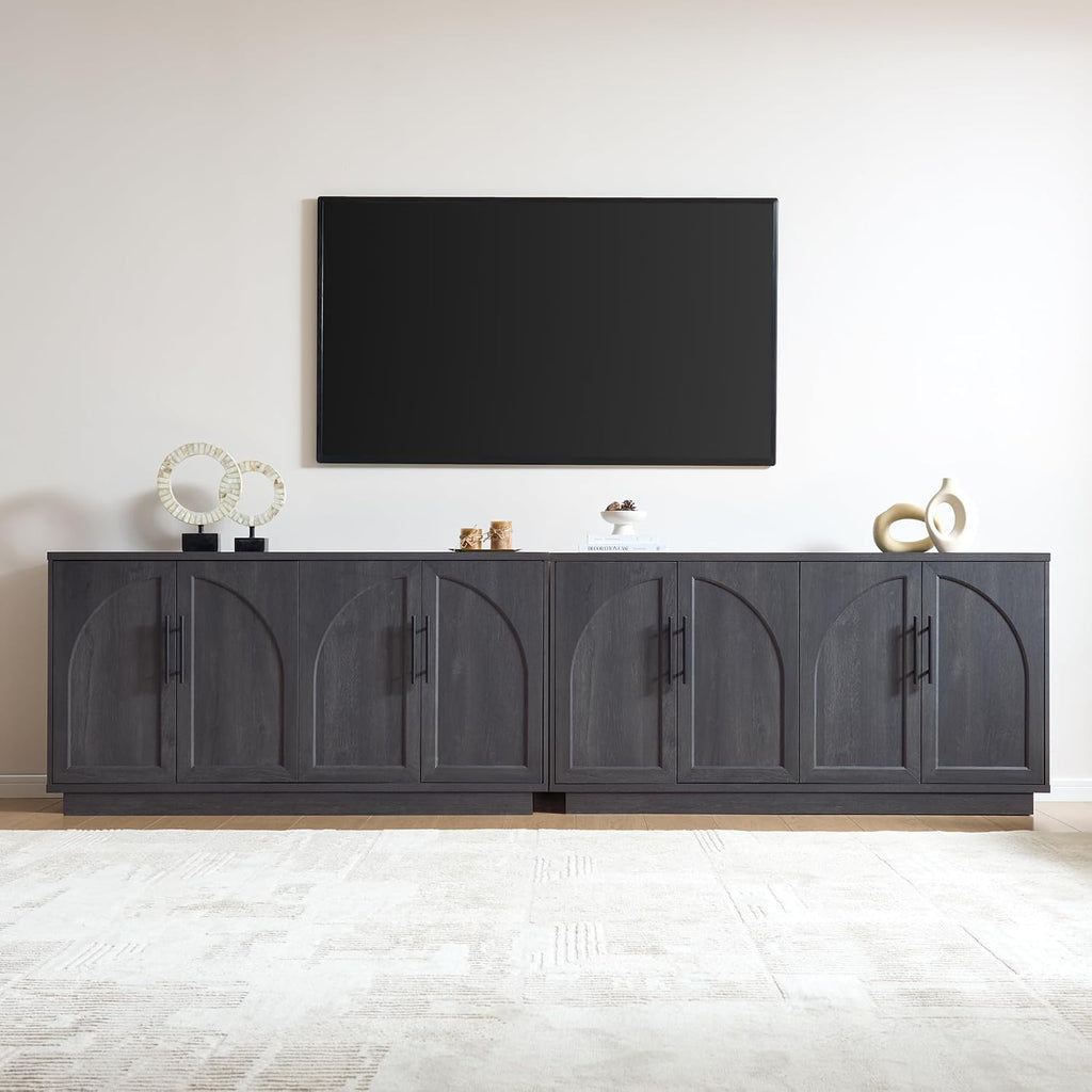 Buffet Cabinet with Storage, 59'' Modern Arched Sideboard Cabinet w/Adjustable Shelves, Wood Media TV Console Table
