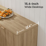 Buffet Cabinet with Storage, Modern Fluted Accent Sideboard with Doors & Adjustable Shelves