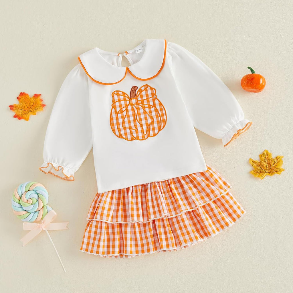Little Toddler Girl Fall Clothes Shirts Smocked Layered Skirts Set