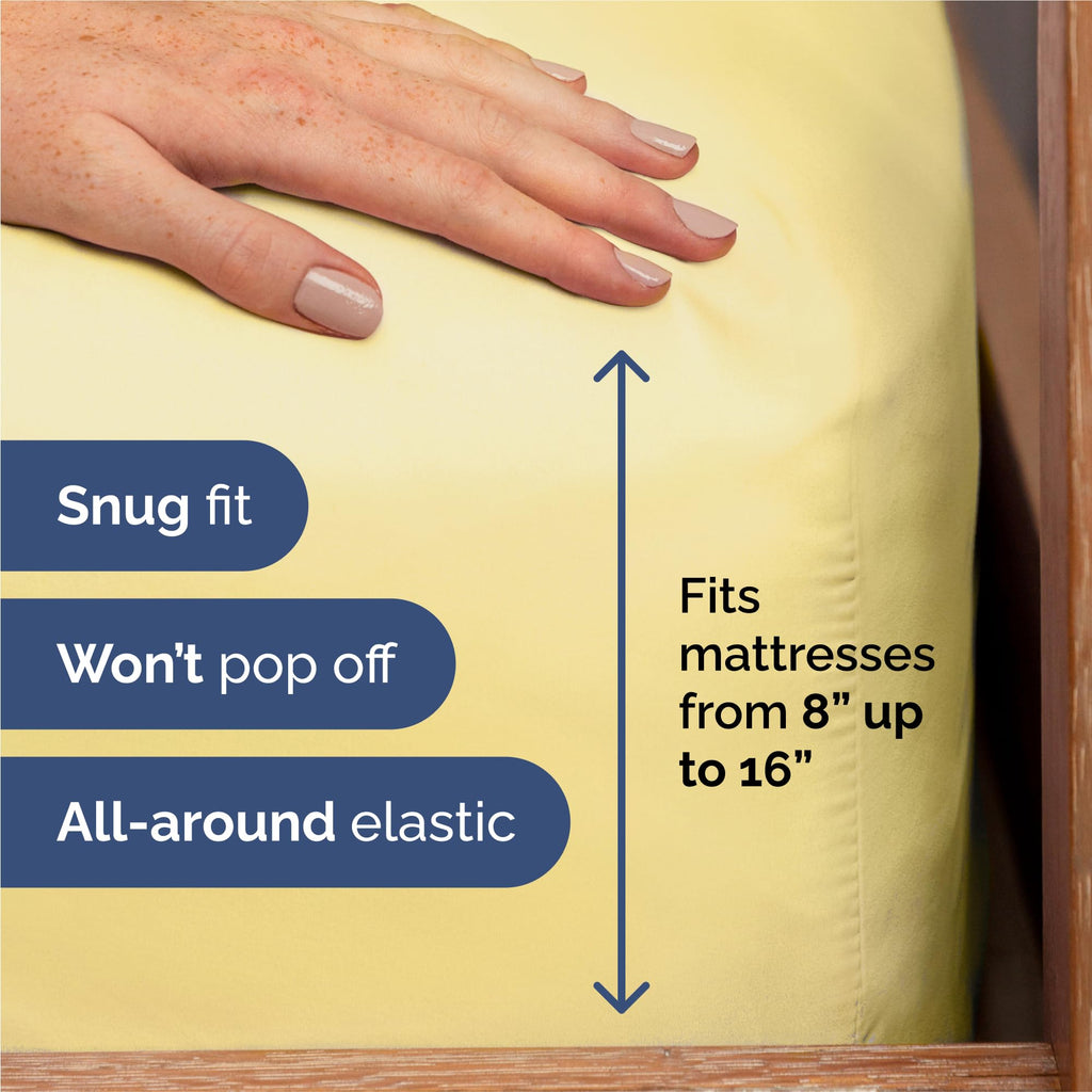 Split King Size 5 Piece Sheet Set - Breathable & Cooling Sheets - Yellow