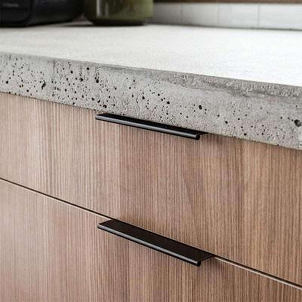Matte Black 12" Finger Lip Edge Pull Euro Modern Kitchen Cabinet Drawer Hardware Dresser 1 Pack