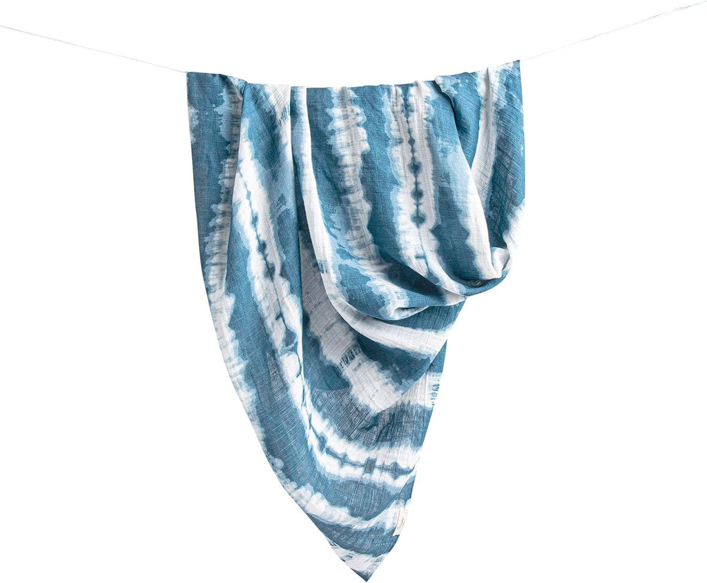 100% Cotton Muslin Swaddle Blankets, Caspian Ocean, Baby Swaddle Blanket, Set of 2, 47" x 47", Swaddles for Newborns