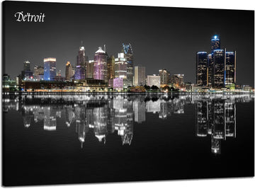 Wall Art Detroit Skyline Postert Decor Detroit Artwork Canvas Print Michigan Pictures Wall Decor City Painting Frame