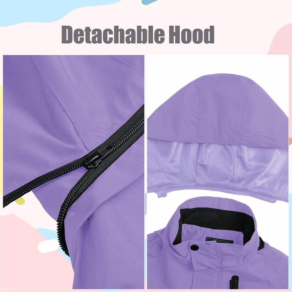 Boys Rain Jacket, Girls Raincoat Waterproof Lightweight Windbreaker Coats for Kids