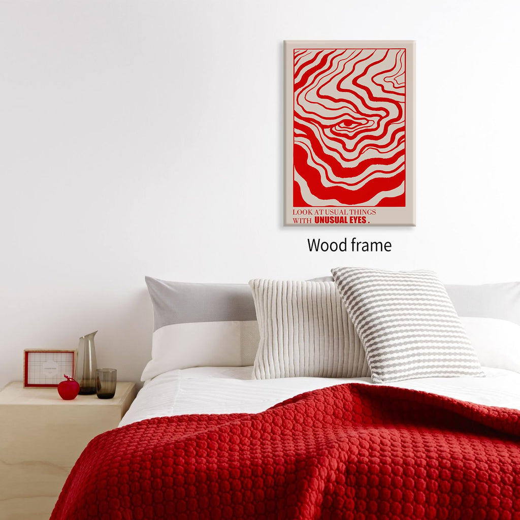 Retro Red Abstract Eye Canvas Print Wall Art 16x24 inch Framed Vintage Hippie Trippy Poster Affirmation Quotes itory