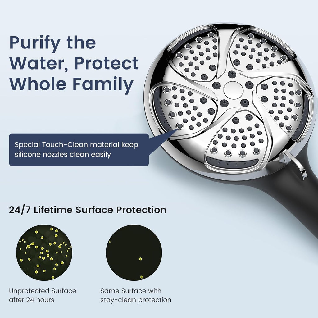 Filtered Shower Head with Handheld, High Pressure 7-Spray Showerhead with Filters for Hard Water