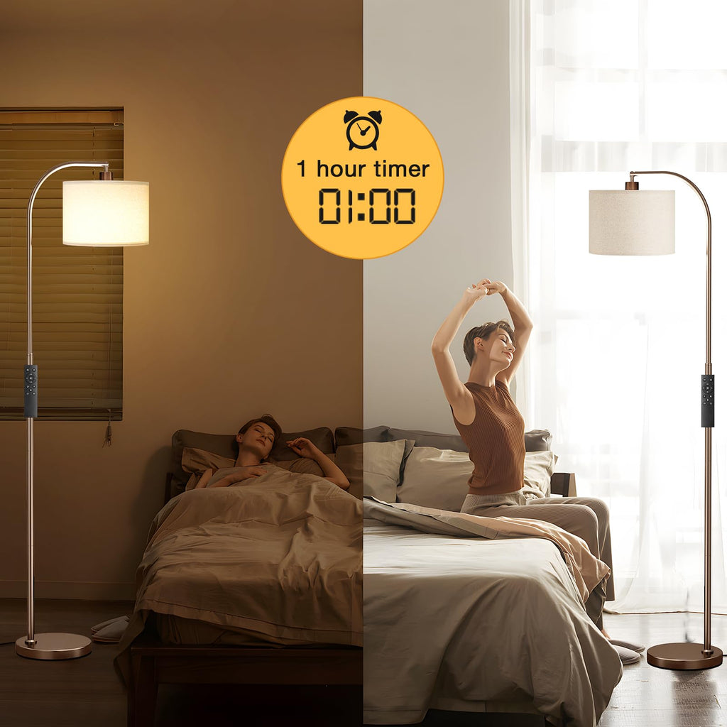 Arc Floor Lamp with Remote and Stepless Dimmable Bulb, Colors Temperature & Brightness Adjustable, Floor Lamps (Deep