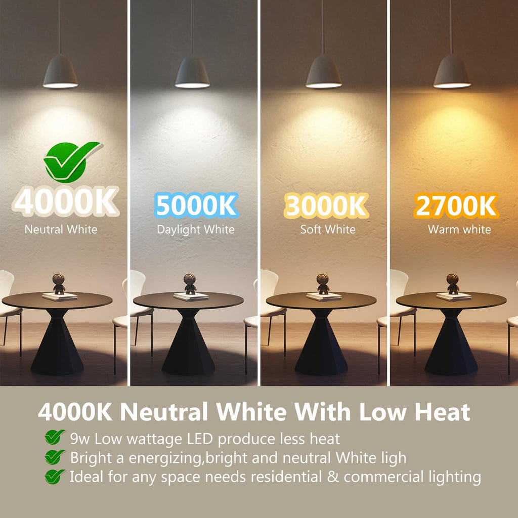 BR30 Led Bulb 65W Equivalent, Dimmable Flood Light Bulbs Indoor, E26 Base, 4000K Neutral White, 9W, 800 LM
